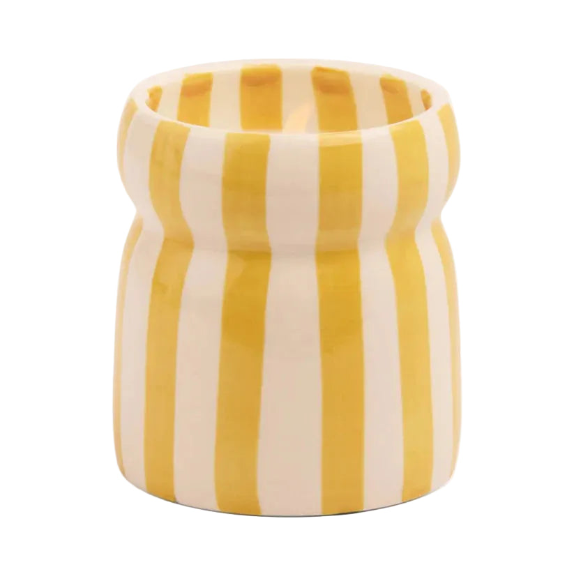 Cabana 6.5oz/184g Ochre Striped Ceramic Candle - Gold Coast