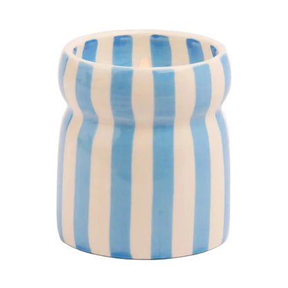 Cabana 6.5oz/184g Blue Striped Ceramic Candle - Lost At Sea