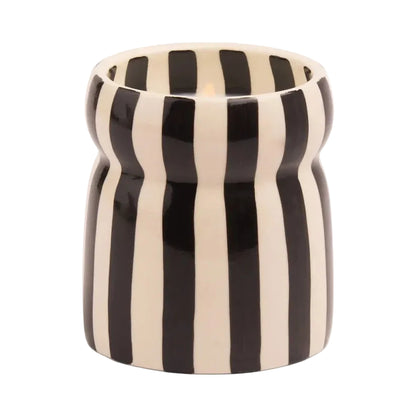 Cabana 6.5oz/184g Black Striped Ceramic Candle - Lava Stone