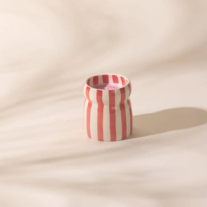 Cabana 6.5oz/184g Red Striped Ceramic Candle - Hibiscus Bay