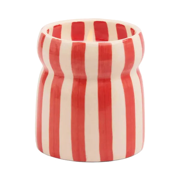 Cabana 6.5oz/184g Red Striped Ceramic Candle - Hibiscus Bay