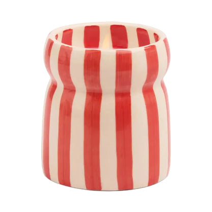 Cabana 6.5oz/184g Red Striped Ceramic Candle - Hibiscus Bay