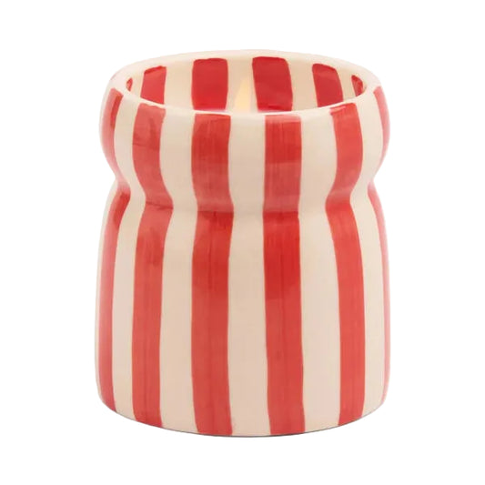 Cabana 6.5oz/184g Red Striped Ceramic Candle - Hibiscus Bay