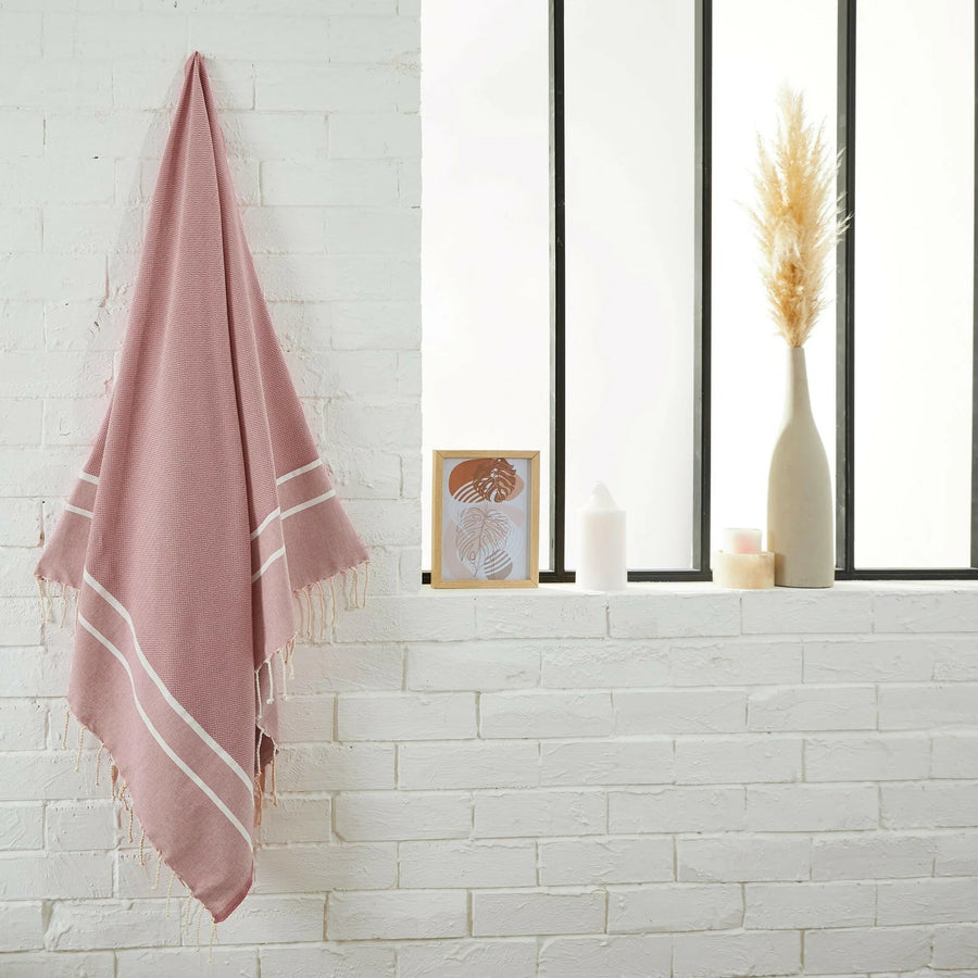 Herringbone Fouta 100 x 200 cm Beach Towel Powder Pink