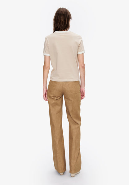 T-Shirt Crop Manche Courte Contrasté