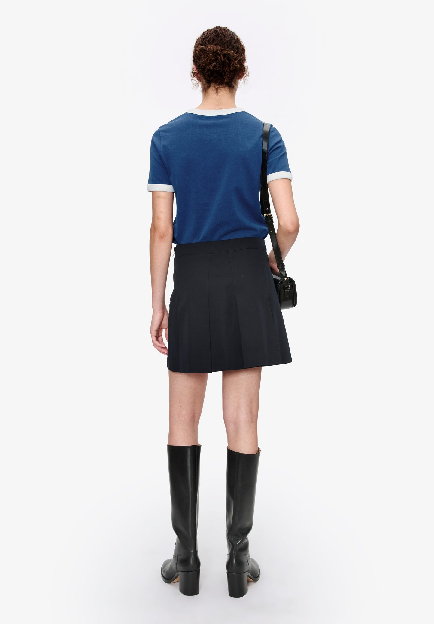 T-Shirt Crop Manche Courte Contrasté