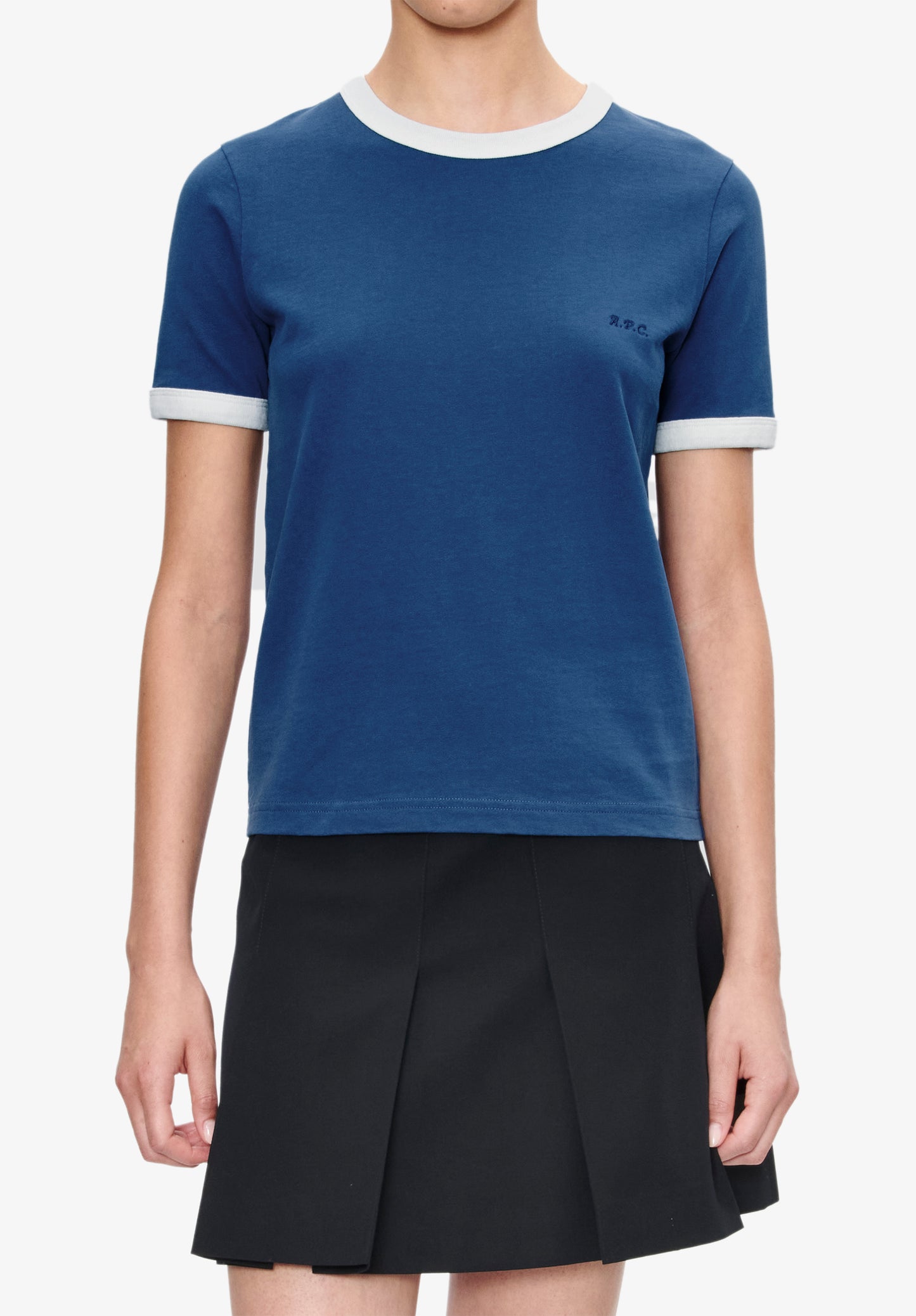 T-Shirt Crop Manche Courte Contrasté