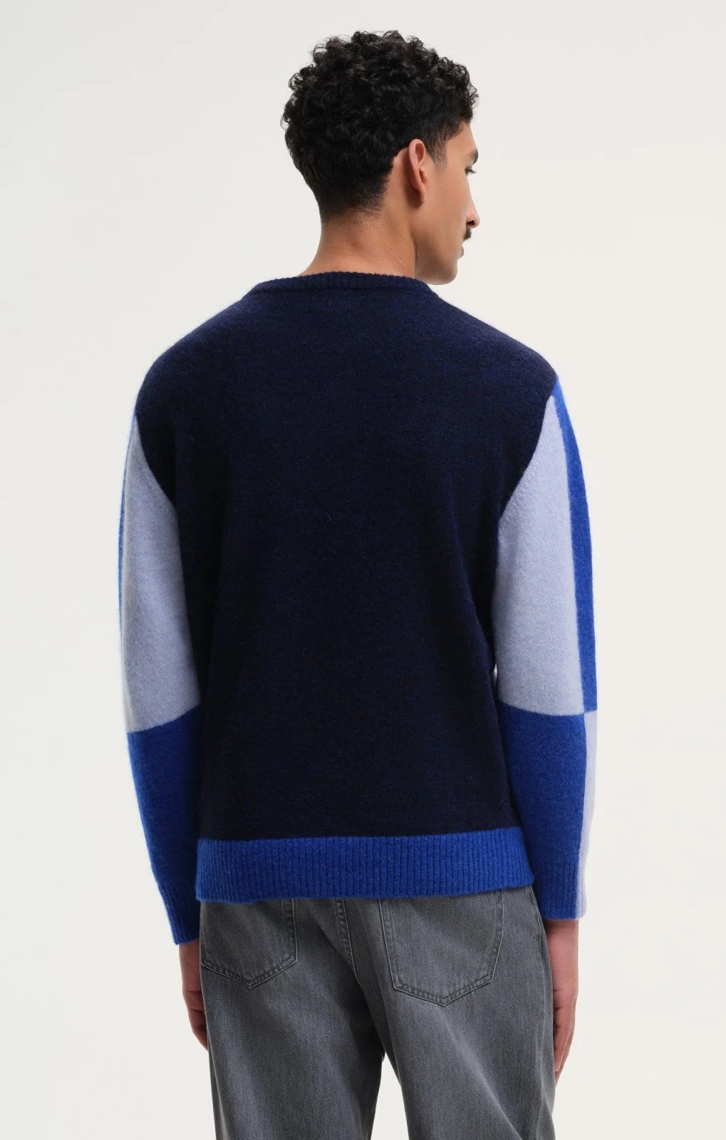 Fluffy Alpaca Mix Colour Block Crew