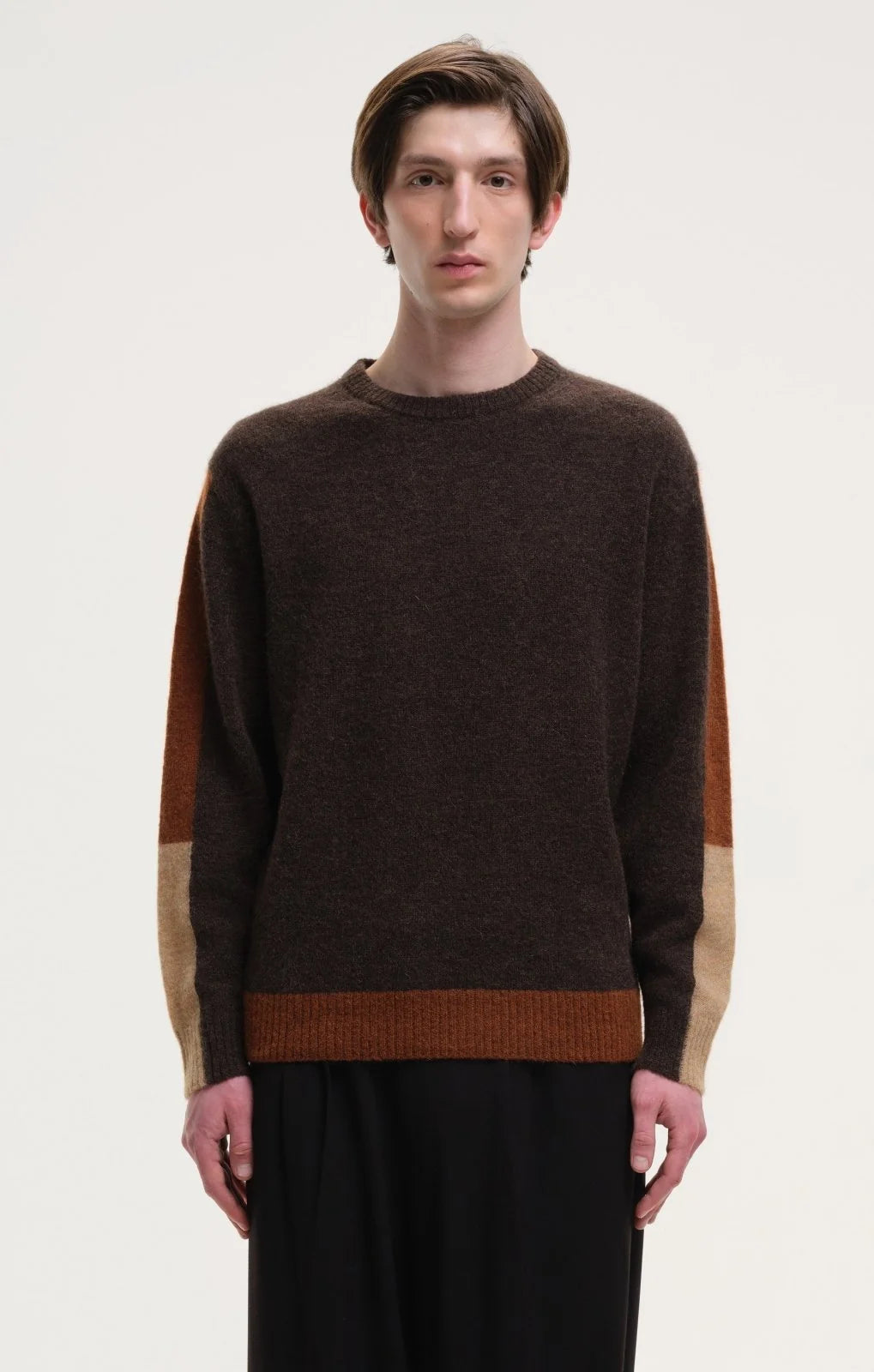Fluffy Alpaca Mix Colour Block Crew
