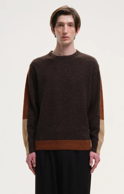 Fluffy Alpaca Mix Colour Block Crew