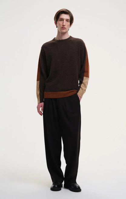 Fluffy Alpaca Mix Colour Block Crew