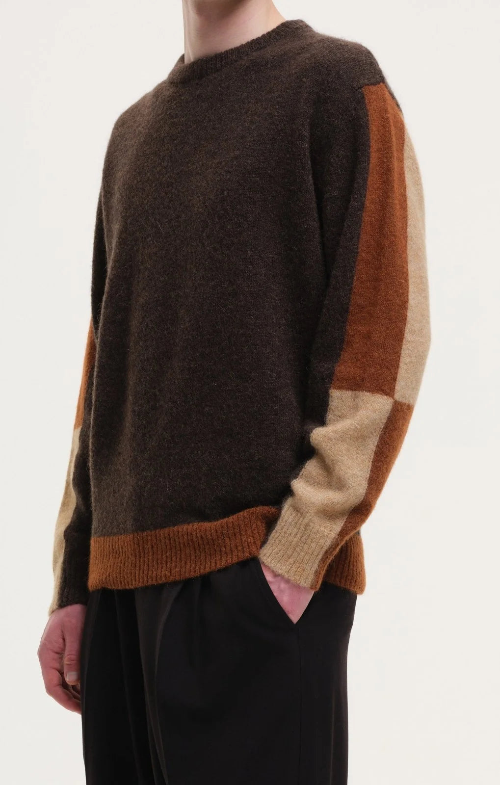 Fluffy Alpaca Mix Colour Block Crew