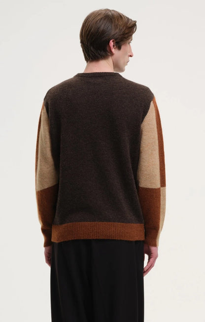 Fluffy Alpaca Mix Colour Block Crew