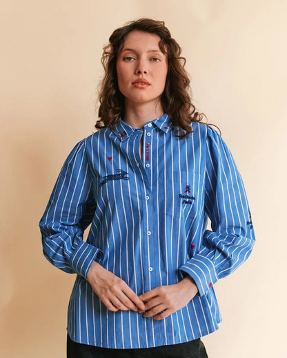 Chemise Rayee Avec Broderie