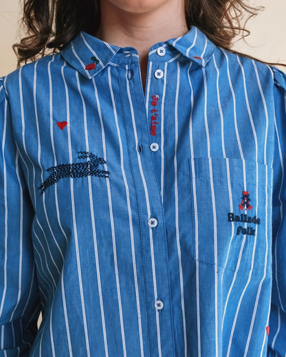 Chemise Rayee Avec Broderie
