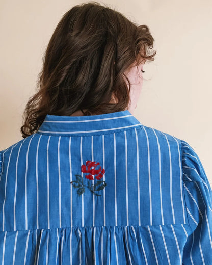 Chemise Rayee Avec Broderie