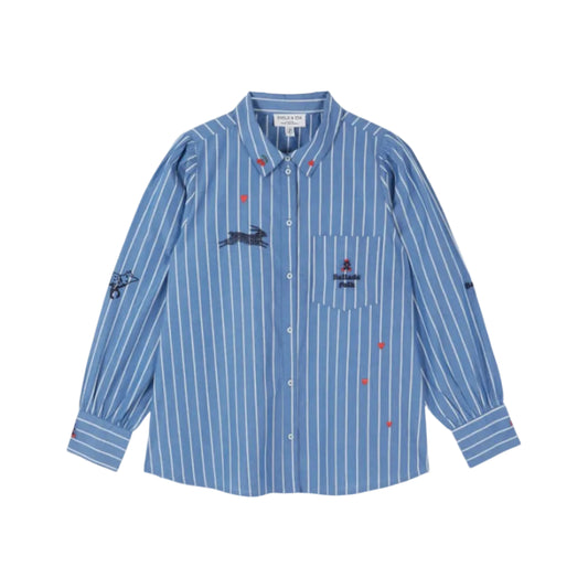 Chemise Rayee Avec Broderie