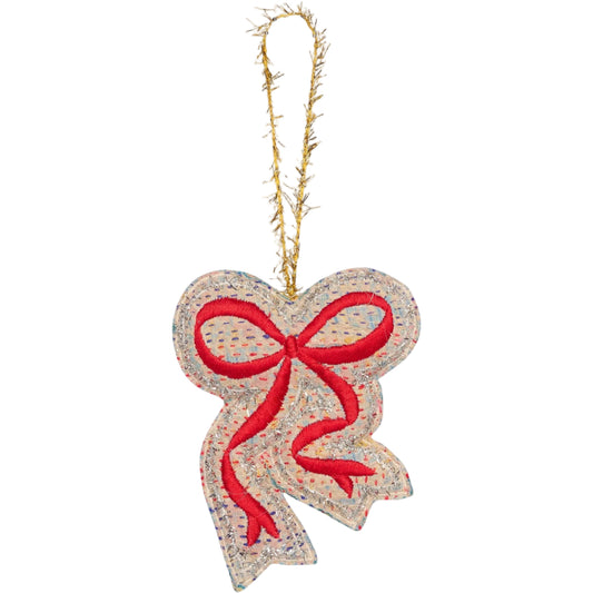 Christmas Kantha Bow Ornament