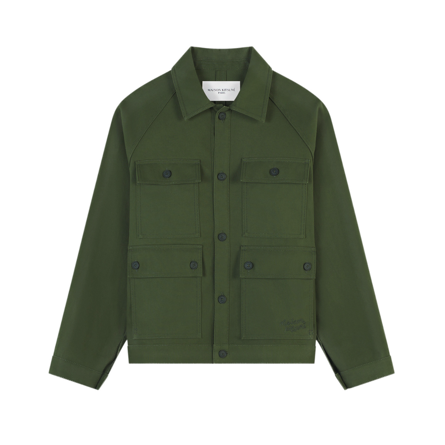 Workwear Jacket In Cotton Twil With Logo Handwrit Military Green (men)