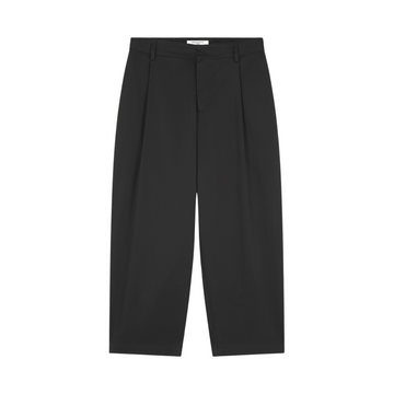 Cropped Pleated Chino Pants In Cotton Gabardine Black (men)