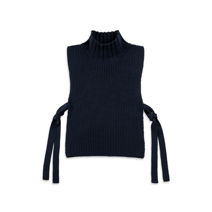 Roll neck Knit Vest Navy