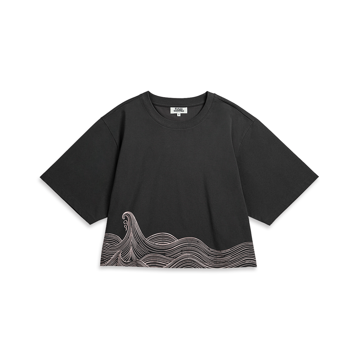 Wave Print Boxy Tee Dk Shadow