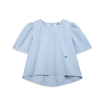 Striped Puff Sleeve Blouse Light Blue Stripe