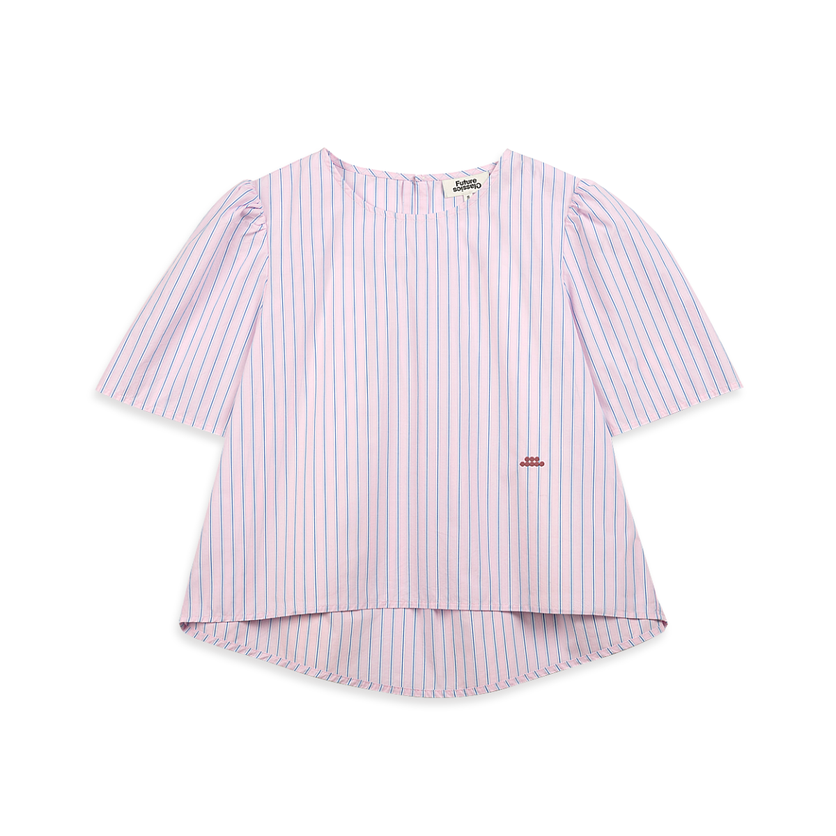 Striped Puff Sleeve Blouse Blushing Pink Stripe