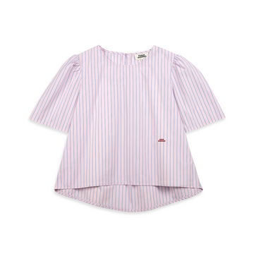 Striped Puff Sleeve Blouse Blushing Pink Stripe