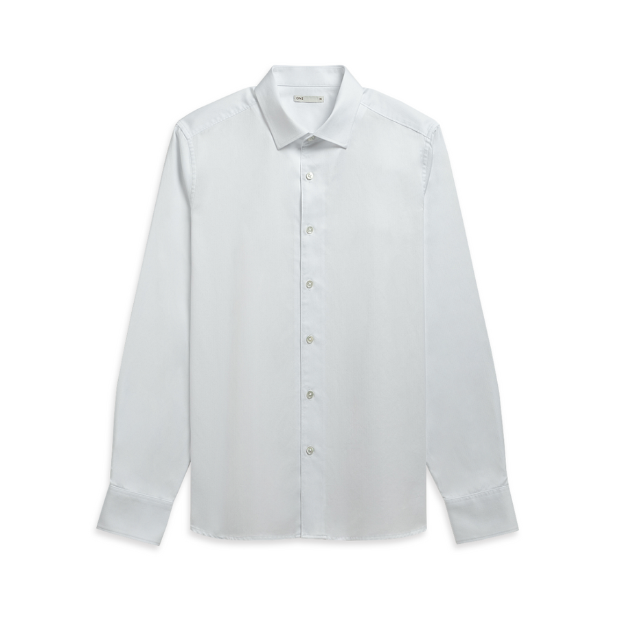 Adrian Herringbone Shirt Bright White