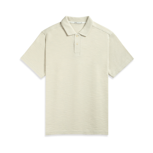Bennett Slub Waffle Polo Silver Birch