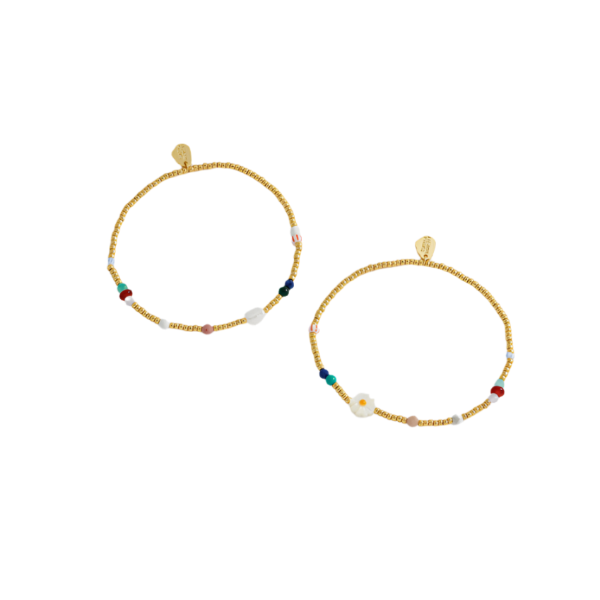 Mixed Glass, Pearl And Gemstone Duo Bracelet