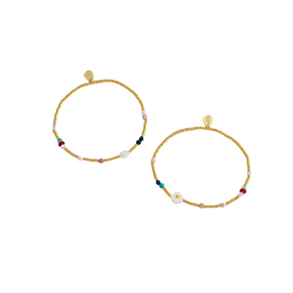 Mixed Glass, Pearl And Gemstone Duo Bracelet