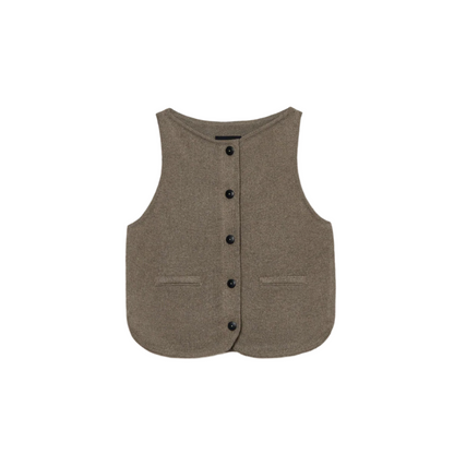 Boat Neck Waistcoat Taupe