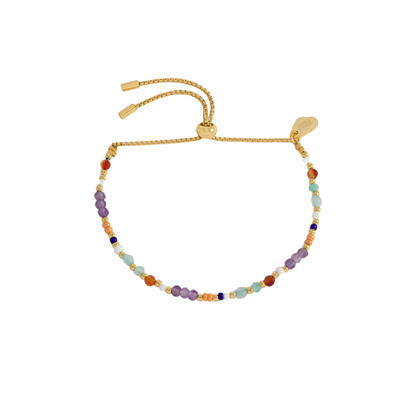 Lilac And Orange Mixed Mini Bead Bracelet