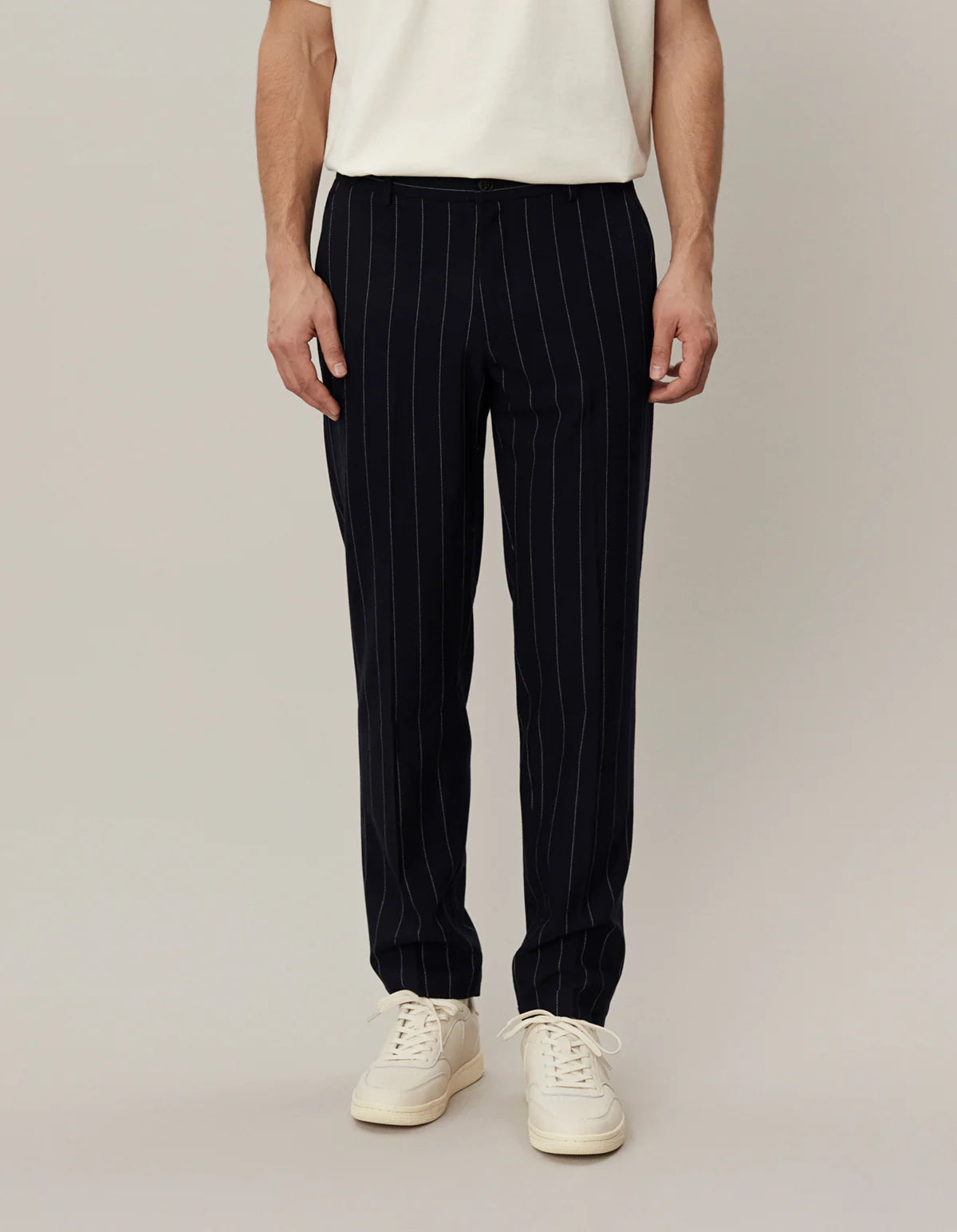 Dark Navy Ivory Pinstripe Regular Como Suit Pants