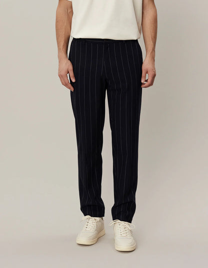 Dark Navy Ivory Pinstripe Regular Como Suit Pants