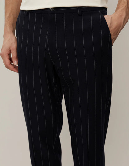 Dark Navy Ivory Pinstripe Regular Como Suit Pants