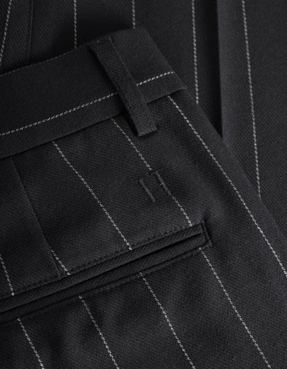 Dark Navy Ivory Pinstripe Regular Como Suit Pants