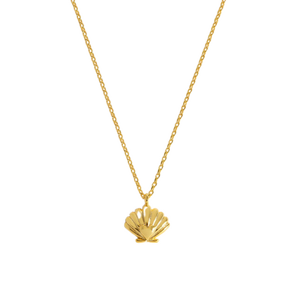 Scallop Heart Pendant Necklace Gold Plated