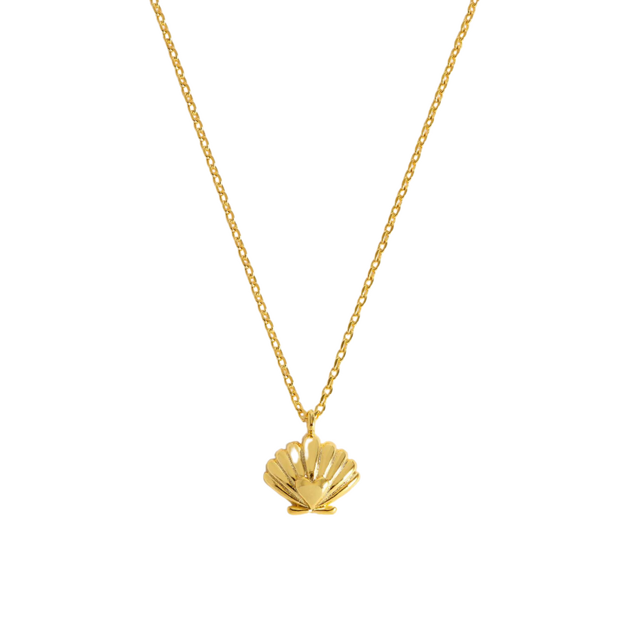 Scallop Heart Pendant Necklace Gold Plated
