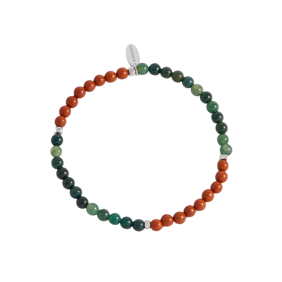 Green Moss Agate And Red Jasper Gemstone Beaded Bracelet