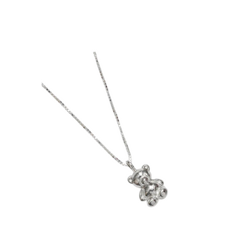 Teddy Bear Charm Necklace in Sterling Silver