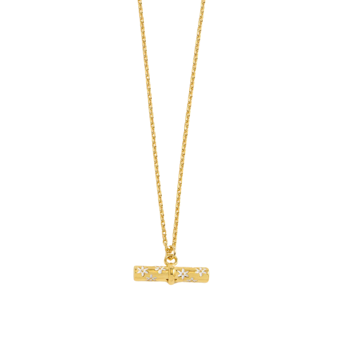 Floral T-bar Necklace Gold Plated