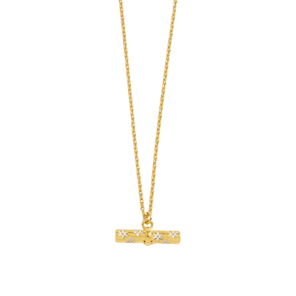 Floral T-bar Necklace Gold Plated