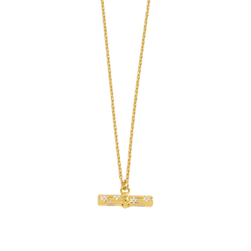 Floral T-bar Necklace Gold Plated