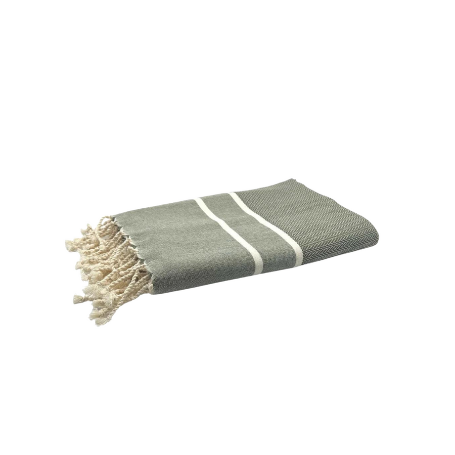 Herringbone Fouta 100 x 200 cm Beach Towel Olive