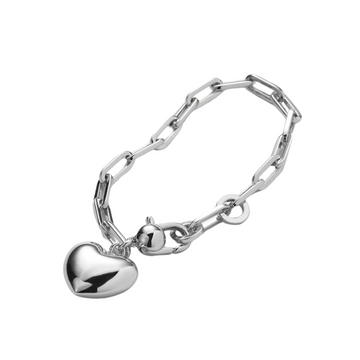 Puffy Heart Bracelet High Polish Silver