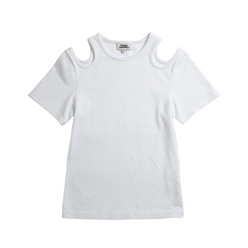 Shoulder Cut Out Tee Pure White