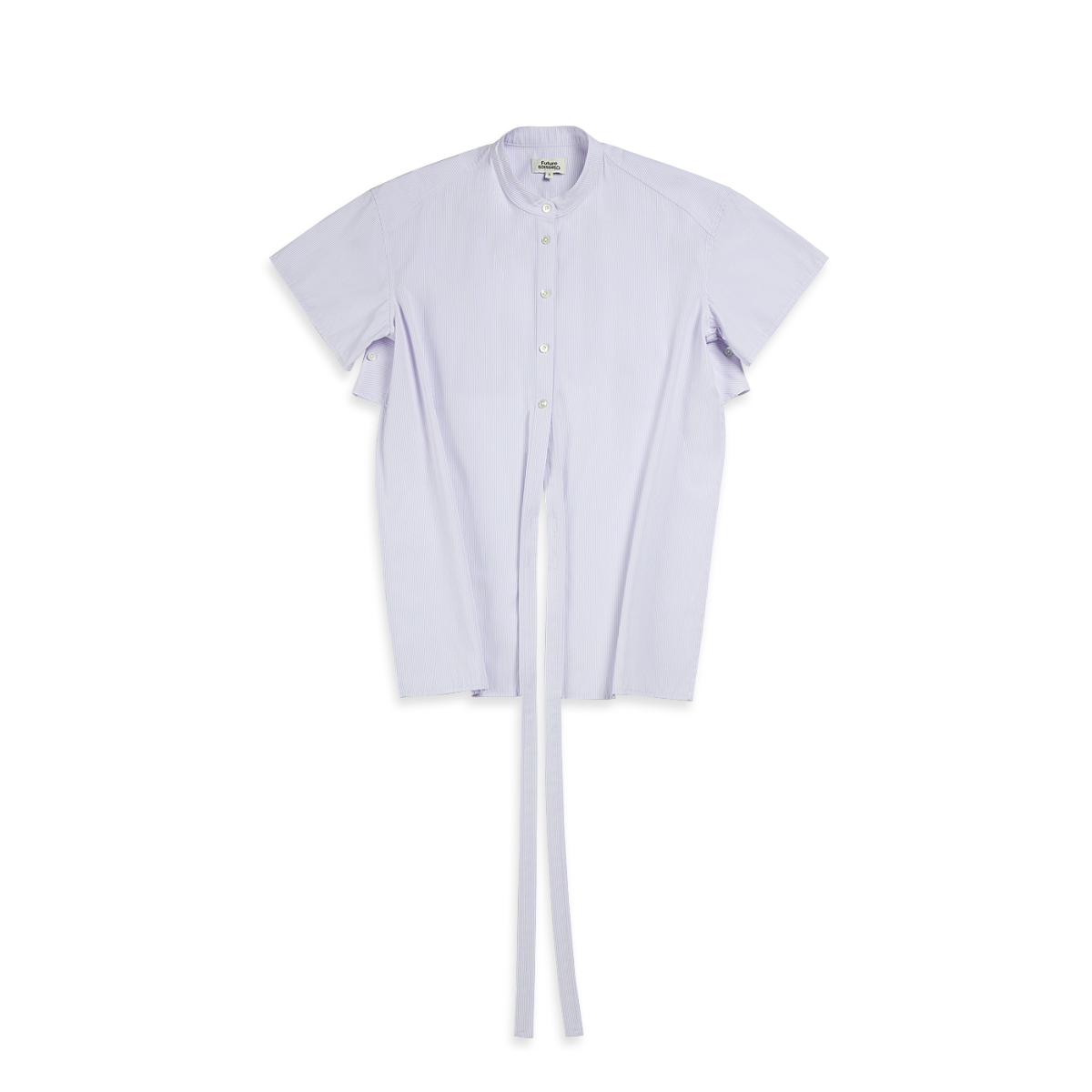 Striped Hi Low Wrap Shirt Pastel Lilac Stripe